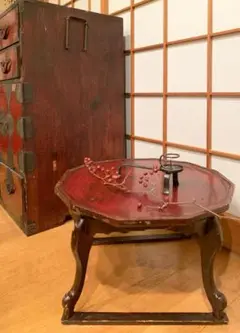 李朝家具　李朝膳　螺鈿細工　輪花型ソバン　脚折りたたみ可　アンティーク家具 IMG_1197yhg1.jpg