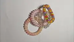 カラフルビーズ ヘアゴム 4個セット