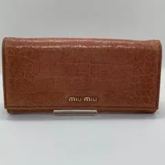 MIU MIU ミュウミュウ 長財布 折り財布 オレンジ レディース