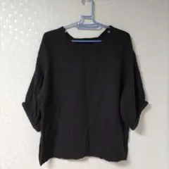 【美品】ウチノ クレープガーゼ パフスリーブ　プルオーバー Lサイズ ブラック