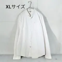 ホワイト長袖コットンシャツ　メンズトップス　春秋　XL