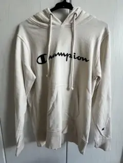 Champion フード付きパーカー クリーム色