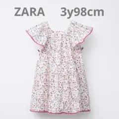 ZARA kids フラワーワンピース　花柄 　3y 98cm