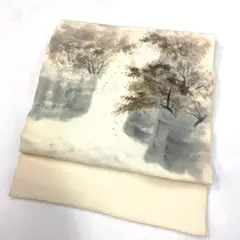 【2246】着物 名古屋帯 名古屋仕立て 生成 386㎝