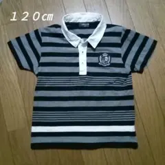 COMME CA ISM　 ポロシャツ　１２０㎝　黒/グレーボーダー
