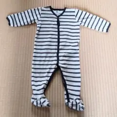 プチバトー ロンパース 74cm 12M長袖 ストライプ柄