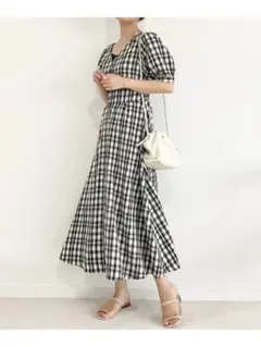 Heather キャシャミエアソートワンピース チェック