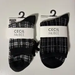 CECIL McBEE 　靴下　モノトーン　チェック　2足まとめ売り