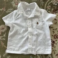 baby GAP ベイビーギャップ　ホワイト　白　テディベア　くま　刺繍　シャツ