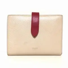 セリーヌ 2つ折り財布 ベージュ×ボルドー