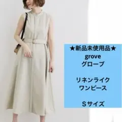 ★新品未使用品★ グローブ　リネン風　ノースリーブワンピース　Ｓ　アイボリー