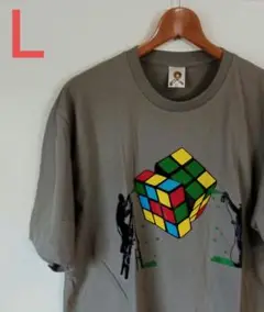 立体パズル ルービックキューブ チート オモシロTシャツ(Ｌ灰)ケ48