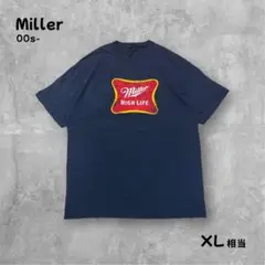 Miller ビールロゴTシャツネイビーXL相当アドバタイジング企業ロゴ00s〜