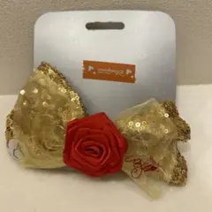 海外ディズニー　ベル　リボン　バレッタ