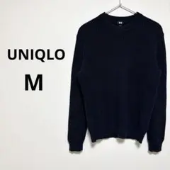 UNIQLO ユニクロ メンズ ニット セーター 長袖 紺 ネイビー シンプルM