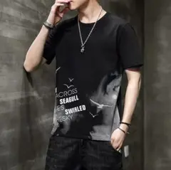 Ｔシャツ 【残りわずか！】オーバーサイズ XL ブラック　五分丈 ヒップホップ