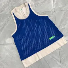 adidas STELLASPORT タンクトップ メッシュ ブルー ベージュ