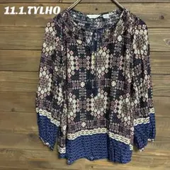 ♦︎【11.1.TYLHO】ボヘミアン花柄長袖ブラウス 総柄 レーヨンXS