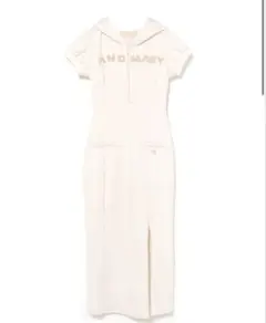 andmary Mary logo hoodie dress White
