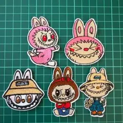 ラブブアイロン　ワッペン刺繍5枚セット　かわいいデザイン