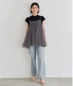 【試着のみ】titivate ボリュームチュールキャミソール　グレー