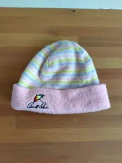 ストライプニット帽 カラフル傘刺繍付き
