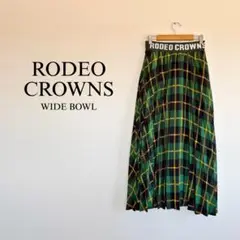 RODEO CROWNS WIDE BOWL リブロゴチェックプリーツスカート