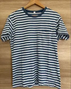 ユニクロ　インディゴ　ボーダー　Ｔシャツ　胸ポケ