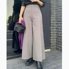 ルーニィ ボンディング ワイドパンツ ハイウエスト スリット ブラウン