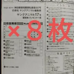えなこ　図書カード懸賞応募用紙８枚　ヤングアニマル