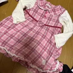 クーラクール　ピンク チェック柄 ワンピース