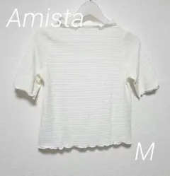 Amista　メロー5分袖カットソー　白　M