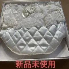 新品未使用　アイボリー レース ポーチ フリル