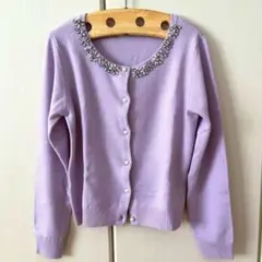 MISCHMASCH ミッシュマッシュ 長袖カーディガン ラベンダーパープル