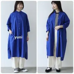 24ss yuni コットンキャッチワッシャーバンドカラーワンピース 日本製