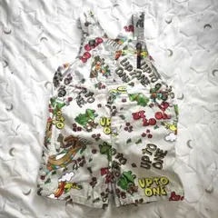 美品 キッズ オーバーオール 綿100% レトロ 90 半ズボン 動物柄