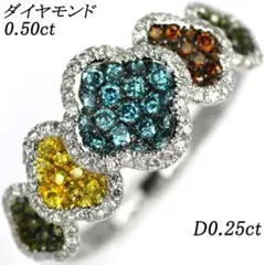 K18YG/WG ダイヤモンド リング TD0.50ct D0.25ct