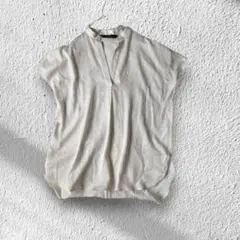 【ザラ ベーシック】スキッパー シャツ 半袖プルオーバー アイボリー M 春 夏