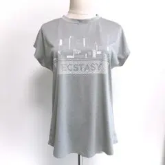 美品【アンドライフ】 都市 グラフィック フレンチスリーブ とろみ Tシャツ M