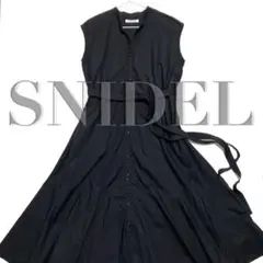 SNIDEL スナイデル　ノースリーブシャツワンピース ブラック　リボンベルト付