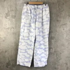 Y5398古着　柄パンツ　パジャマパンツ　水色　キッズ　90s Y2K