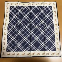 BURBERRY チェック柄 ハンカチ ネイビー