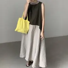 （アーミーグリーン）ワンピース ノースリーブ レディース ロングワンピース