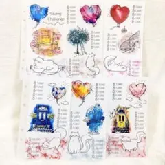 ポップ⑥猫と気球　A6 saving リフィルバインダー貯金韓国