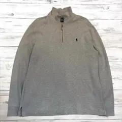 Ralph Lauren ハーフジップスウェット 刺繍ロゴ グレー M 0387
