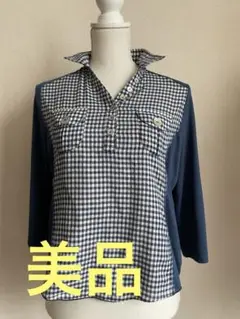 チェック柄ボタンダウン襟シャツ（七分袖）　美品❣️