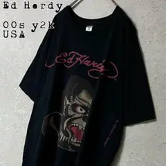 00sUSA製Ed Hardyエドハーディーtシャツy2kブラック初期タグ