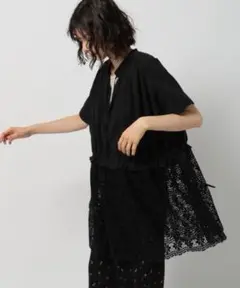 niko and...(ニコアンド)＊ショートスリーブチャーチチュニック＊新品黒