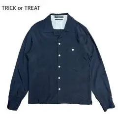 美品 TRICK or TREAT オープンカラー レーヨン シャツ ブラック
