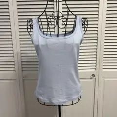 水色 タンクトップ コットン混紡